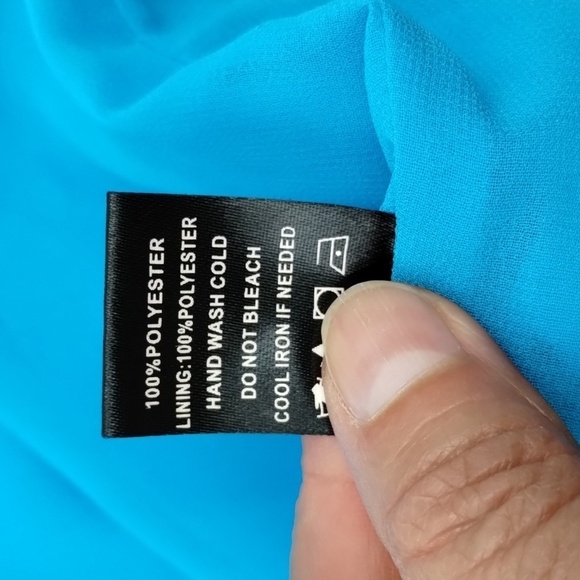 Buddy Love Turquoise Halter Dress Mix Material Collar Sleeveless Size Large - Picture 6 of 7